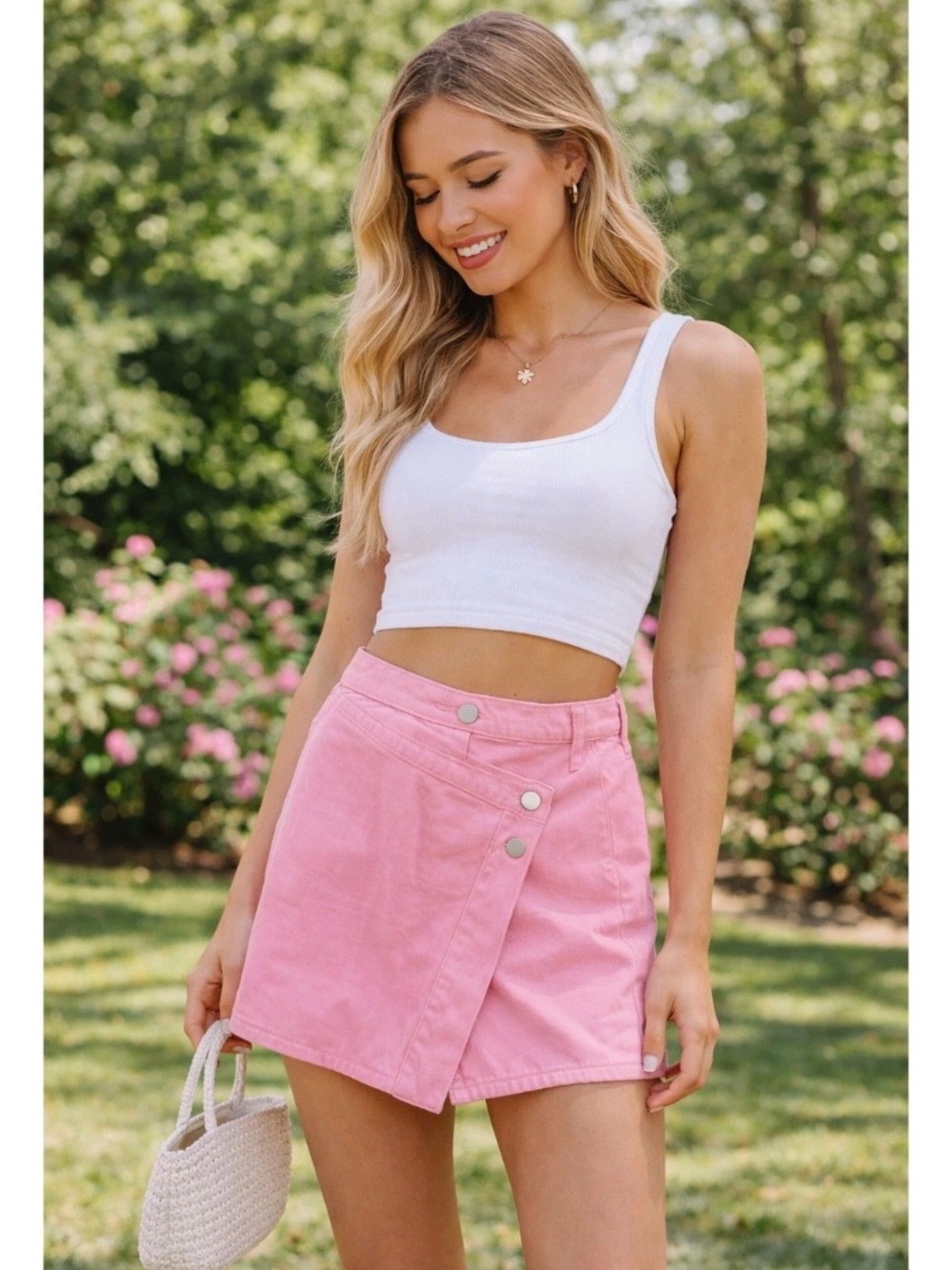 Alter’d State Pink Wrap Mini Skort